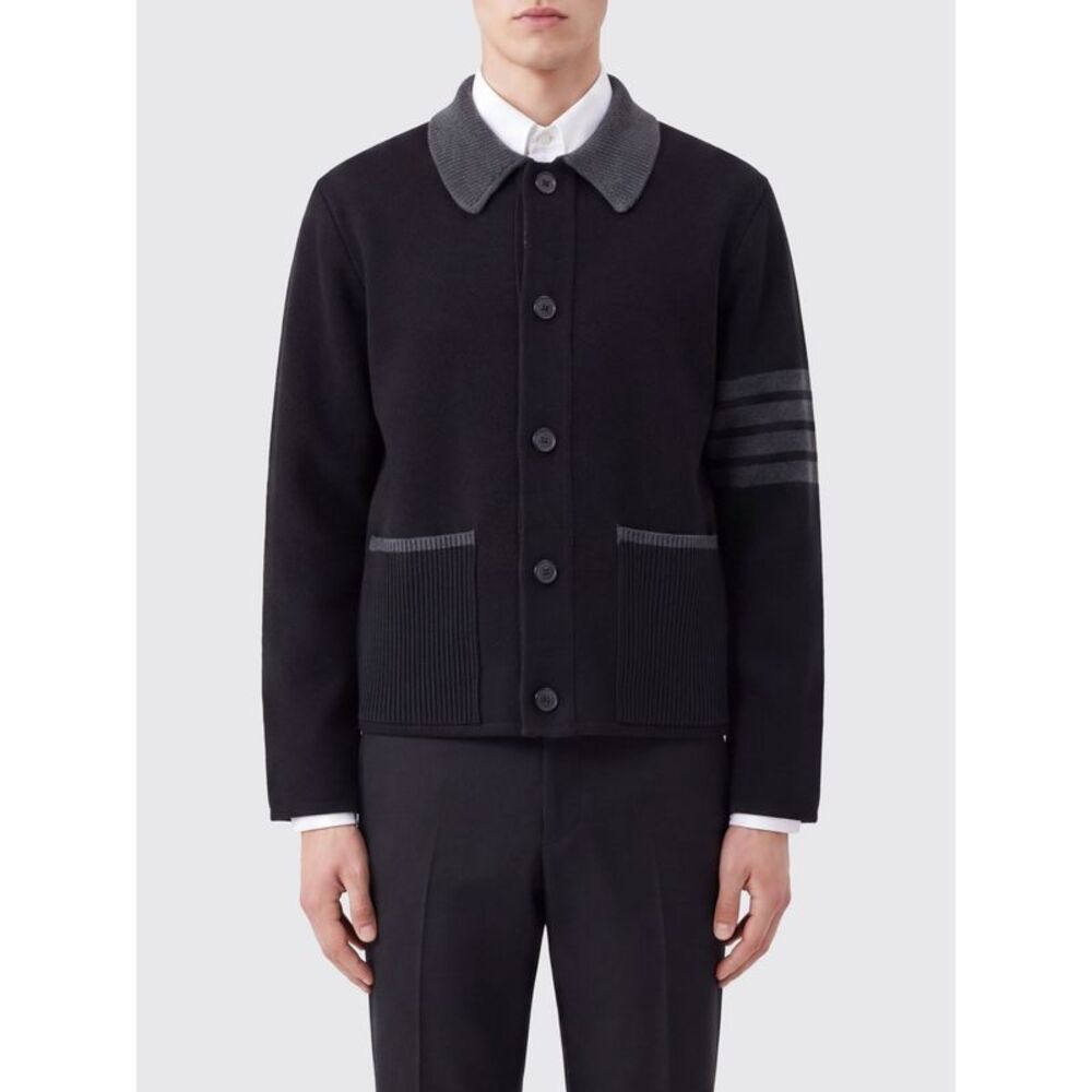 Thom Browne Men Thom Browne 4-Bar Stripe Classic Collar Wool Cardigan
